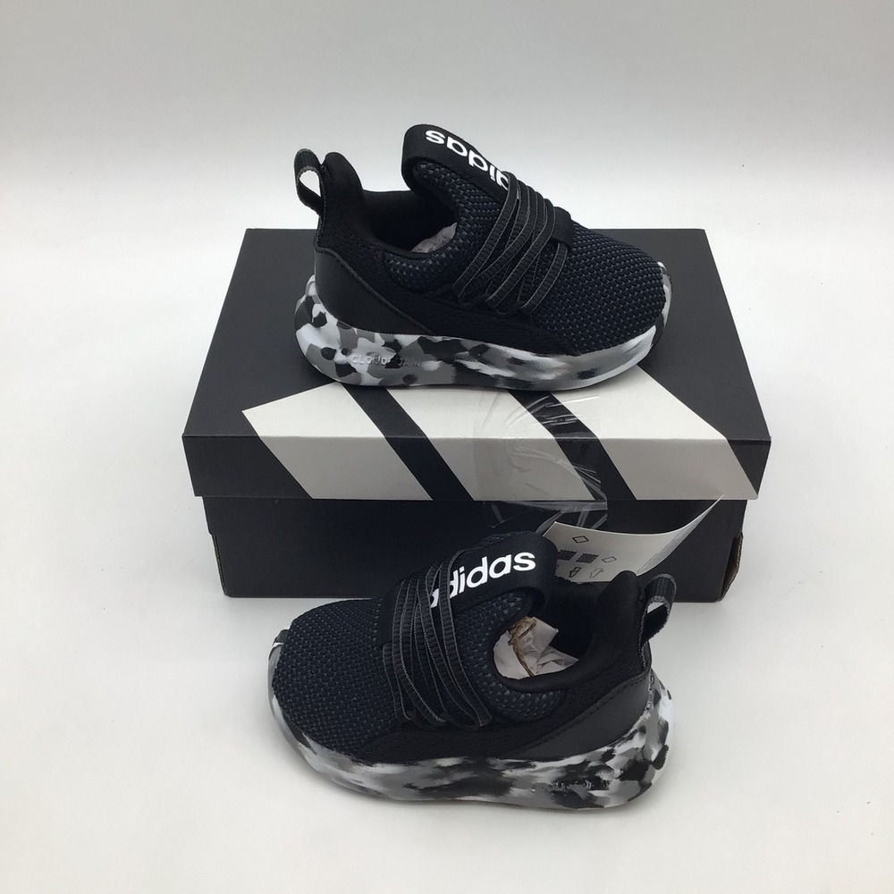 Adidas Lite Racer Adapt 7.0 I Kids Sneakers Black White IH1527 Size 5K NEW